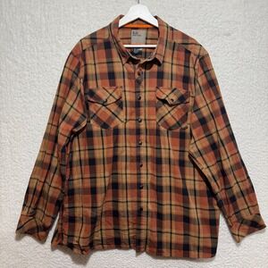 5.11 Tactical Mens XL Plaid Snap Front Long Sleeve Shirt Orange Brown Cotton